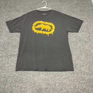 Y2K Ecko Unltd T Shirt Mens L Black Melting Rhino Graphic Distressed Streetwear